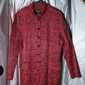 SCARLETT Women's Red and Black Patterned Coat Dress